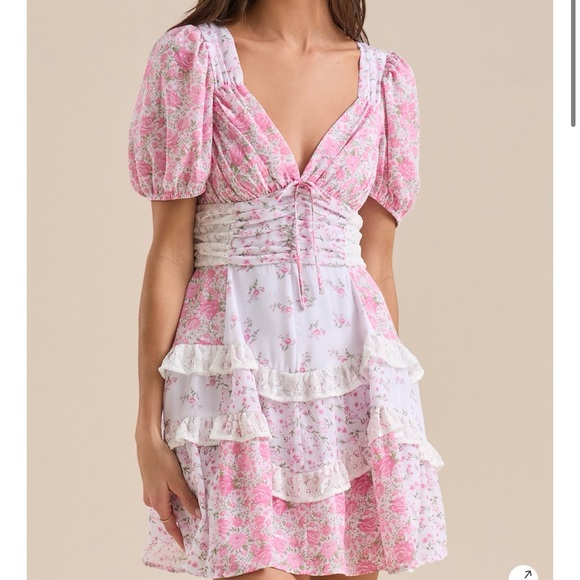 NEW Altar’d State Pink Aderny Floral Mini Dress Size XS Available NWT - Picture 4 of 10